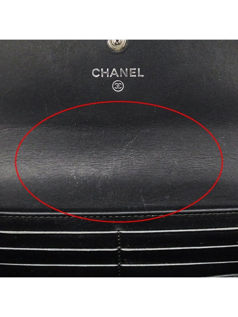 Chanel Wallet Caviar Leather Charcoal Gray Flap Type Logo Adult - Picture 14 of 15